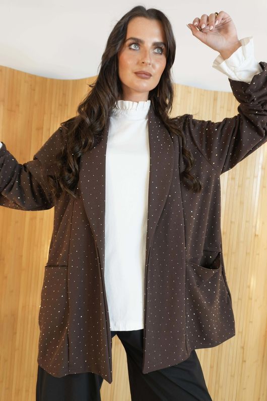 Stella Micro Stud Relaxed Blazer Chocolate /18=